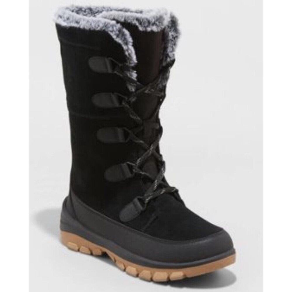 Universal Thread Women's Carla Winter Boots Waterproof Fur Lined - Black Size 11